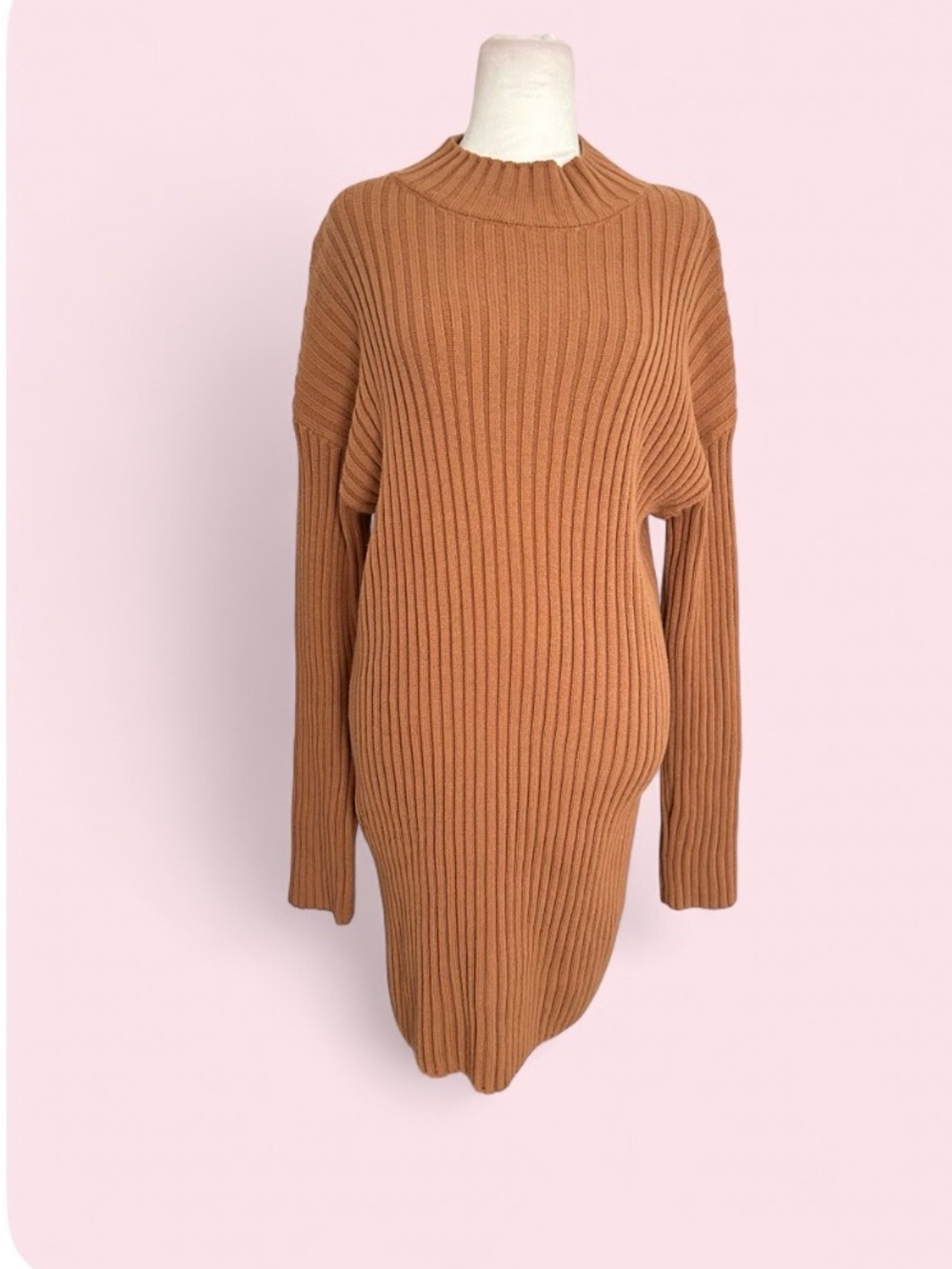 BP Ribbed Knit Sweater Dress in Camel - Like New - Large